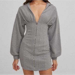 Bershka bComfy Zip-Up Corset Hoodie Dress